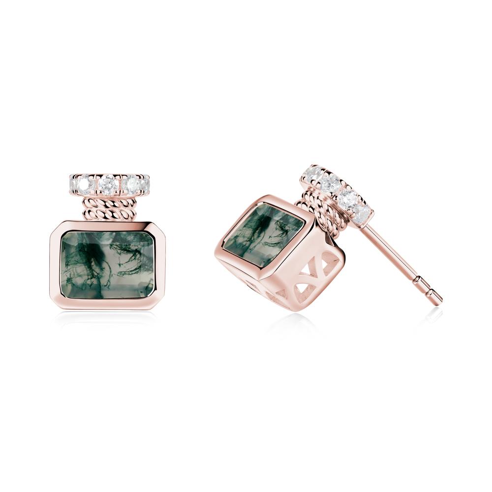 Moss Agate Perfume Bottle Design Earrings - LUO Jewelry #metal_18k rose gold
