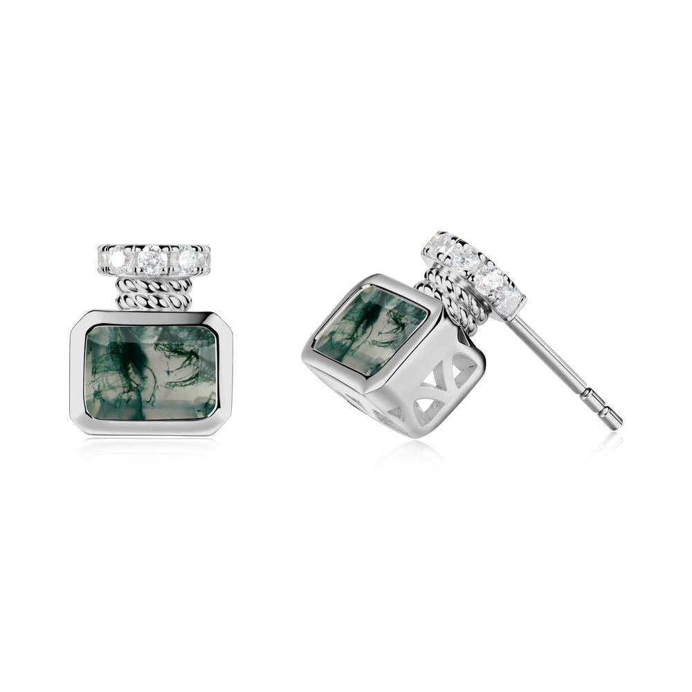 Moss Agate Perfume Bottle Design Earrings - LUO Jewelry #metal_platinum