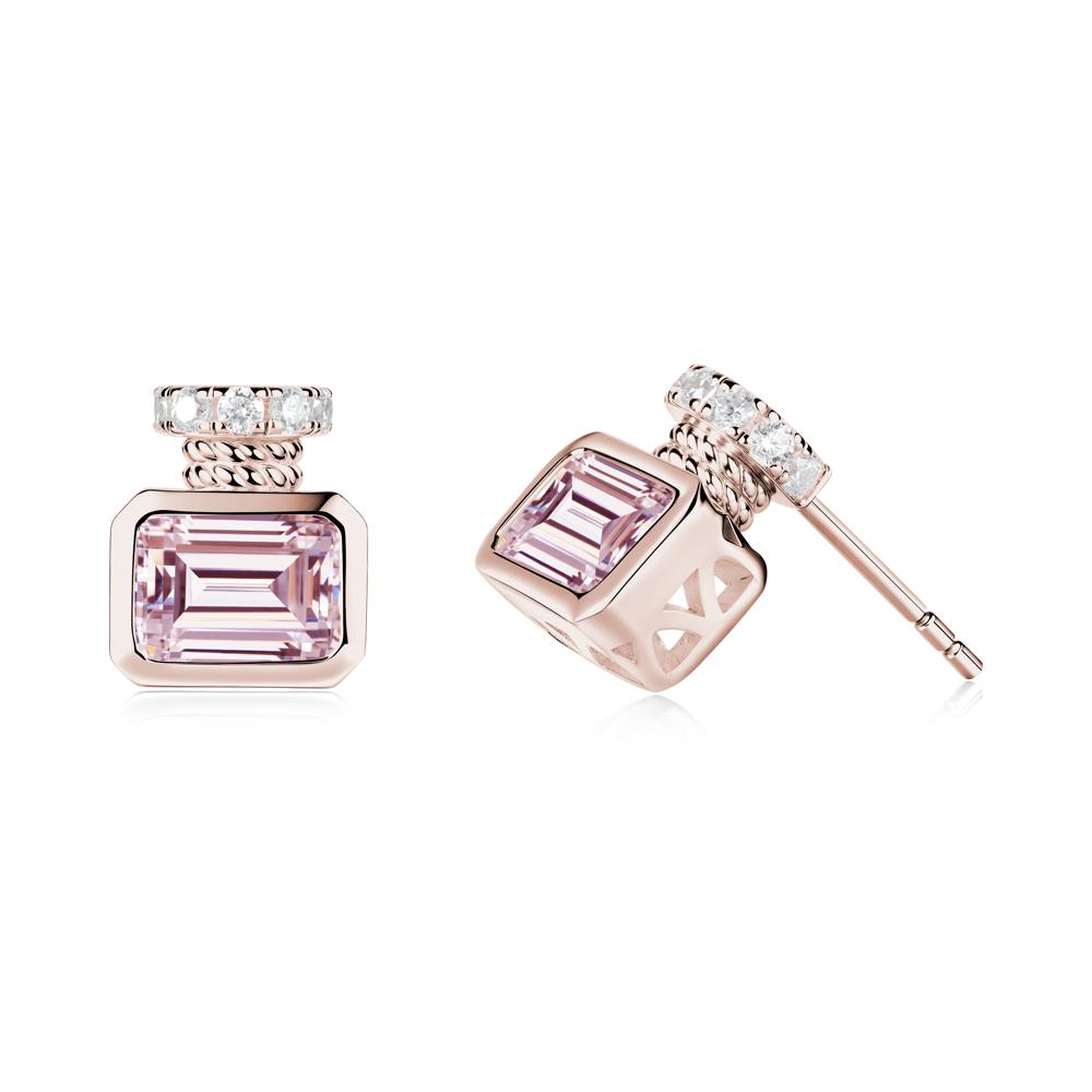 Pink Cubic Zirconia Perfume Bottle Design Earrings - LUO Jewelry #metal_14k rose gold
