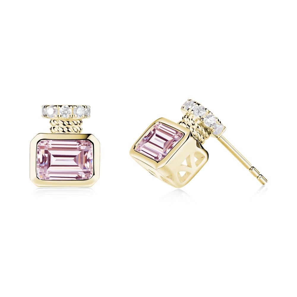 Pink Cubic Zirconia Perfume Bottle Design Earrings - LUO Jewelry #metal_18k yellow gold