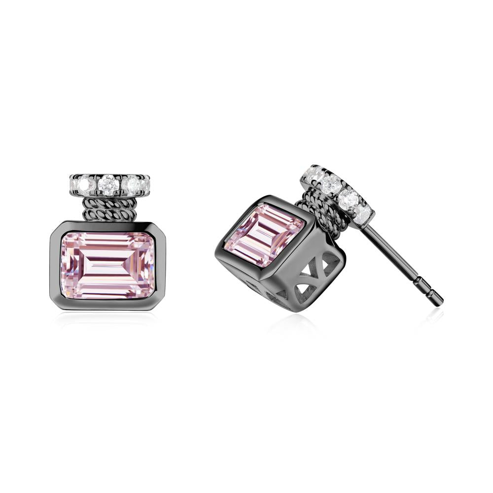 Pink Cubic Zirconia Perfume Bottle Design Earrings - LUO Jewelry #metal_black finish sterling silver