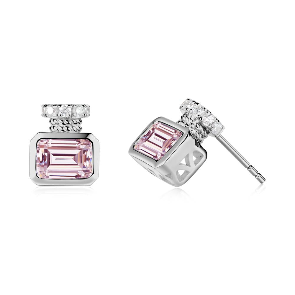 Pink Cubic Zirconia Perfume Bottle Design Earrings - LUO Jewelry #metal_platinum