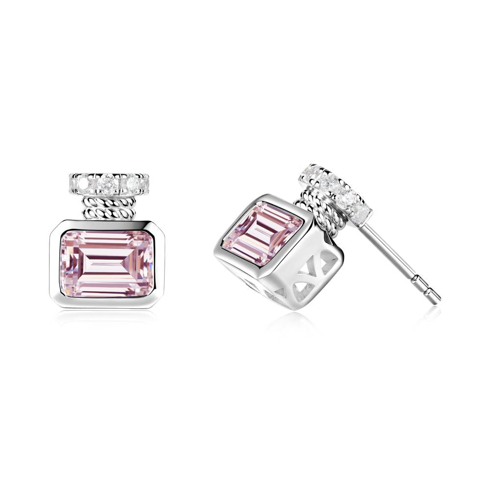 Pink Cubic Zirconia Perfume Bottle Design Earrings - LUO Jewelry #metal_sterling silver