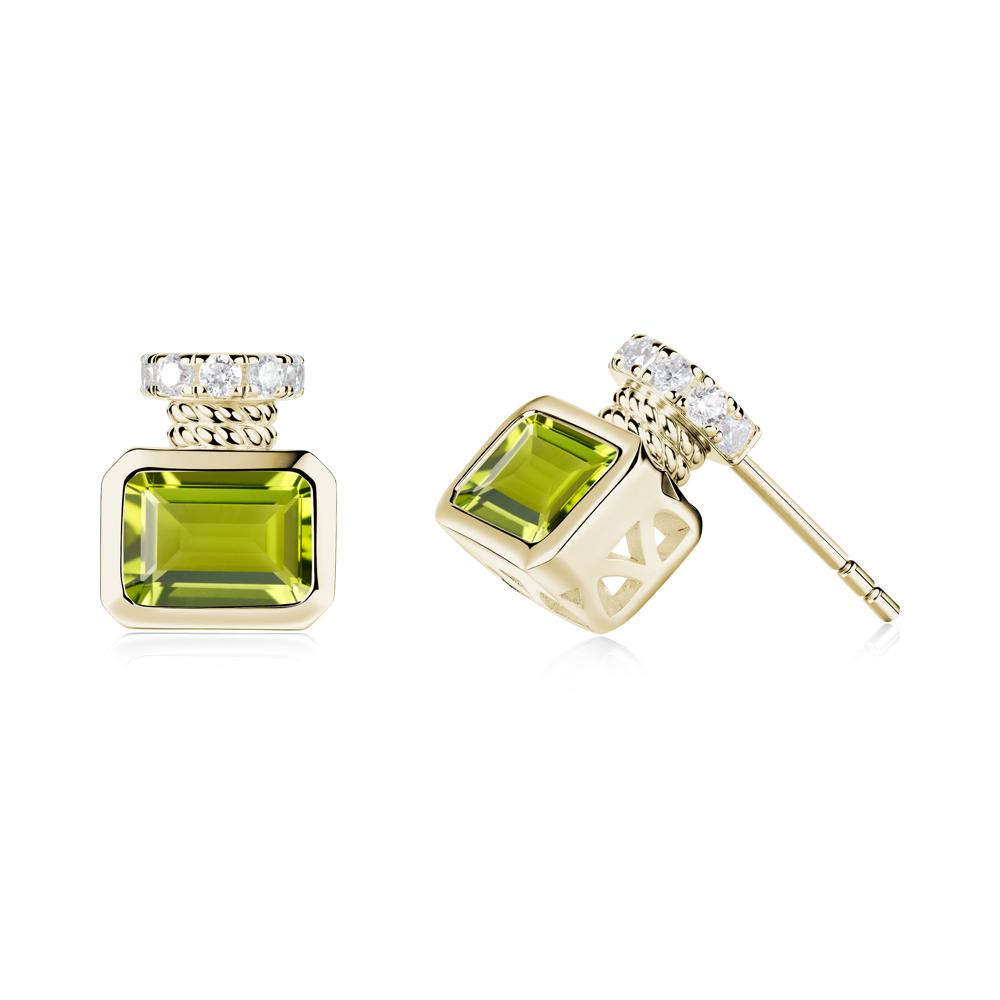 Peridot Perfume Bottle Design Earrings - LUO Jewelry #metal_14k yellow gold