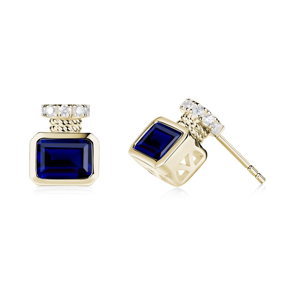 Sapphire Perfume Bottle Design Earrings - LUO Jewelry #metal_14k yellow gold