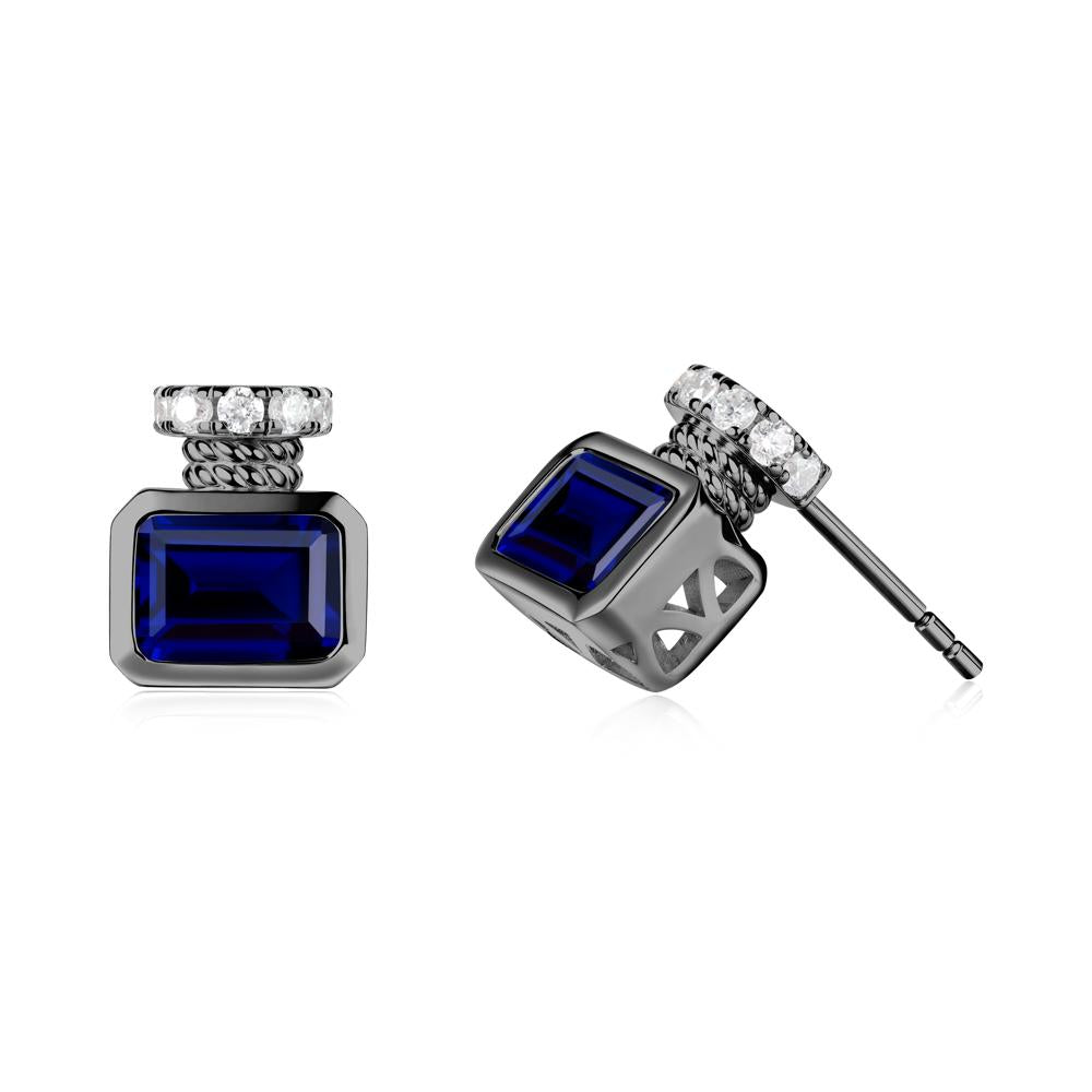 Sapphire Perfume Bottle Design Earrings - LUO Jewelry #metal_black finish sterling silver