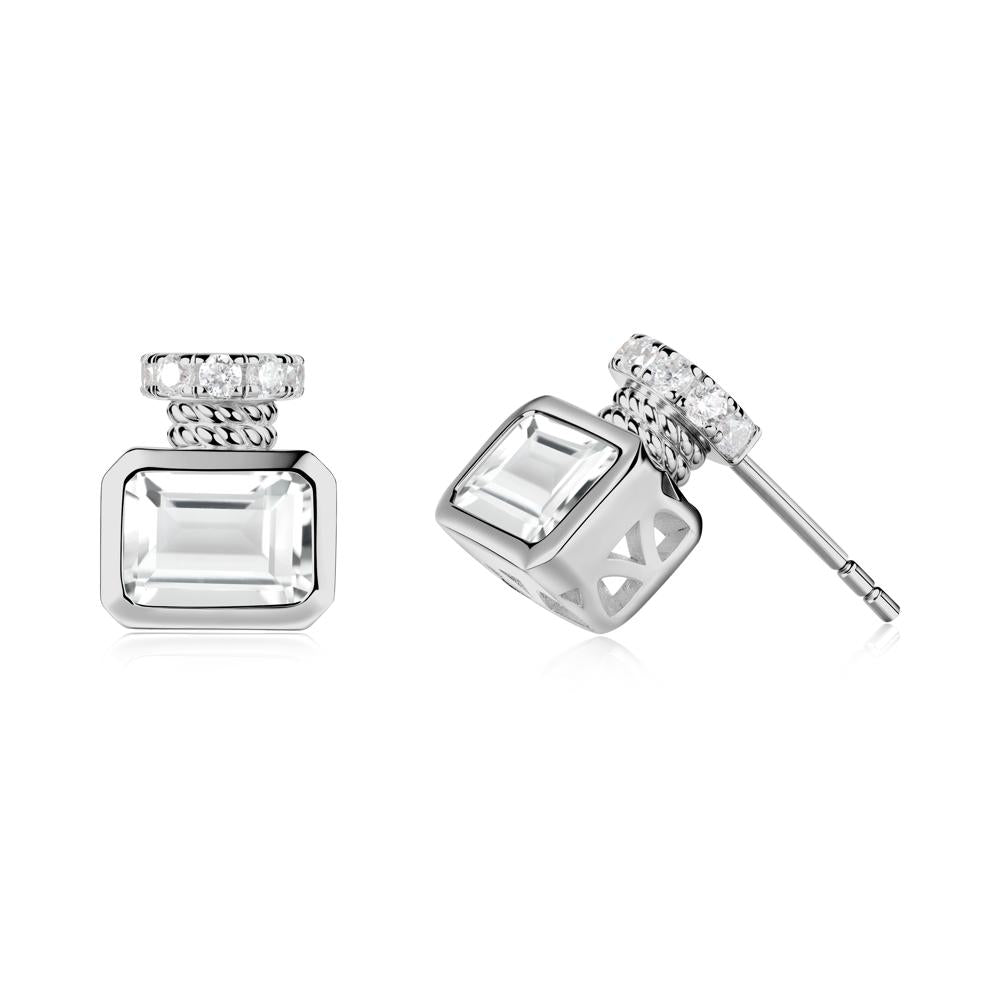 White Topaz Perfume Bottle Design Earrings - LUO Jewelry #metal_platinum