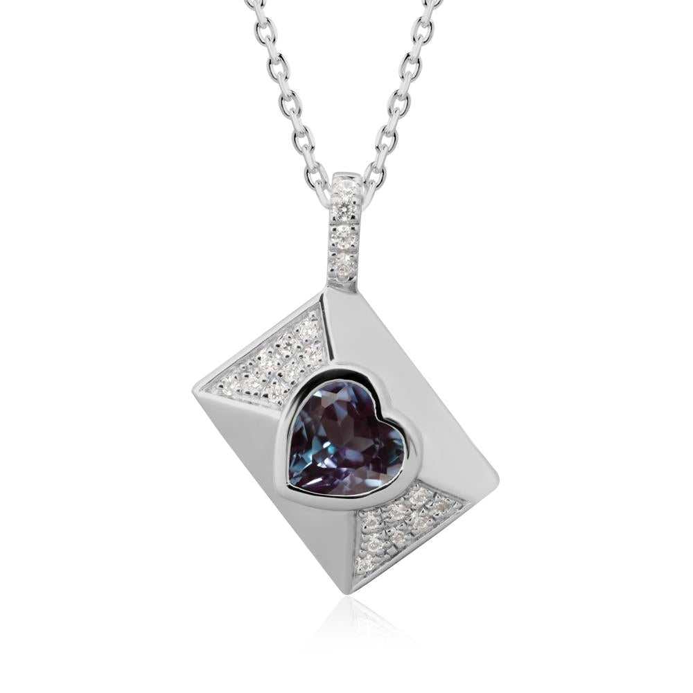 Heart Shaped Alexandrite Love Letter Envelope Pendant - LUO Jewelry #metal_platinum