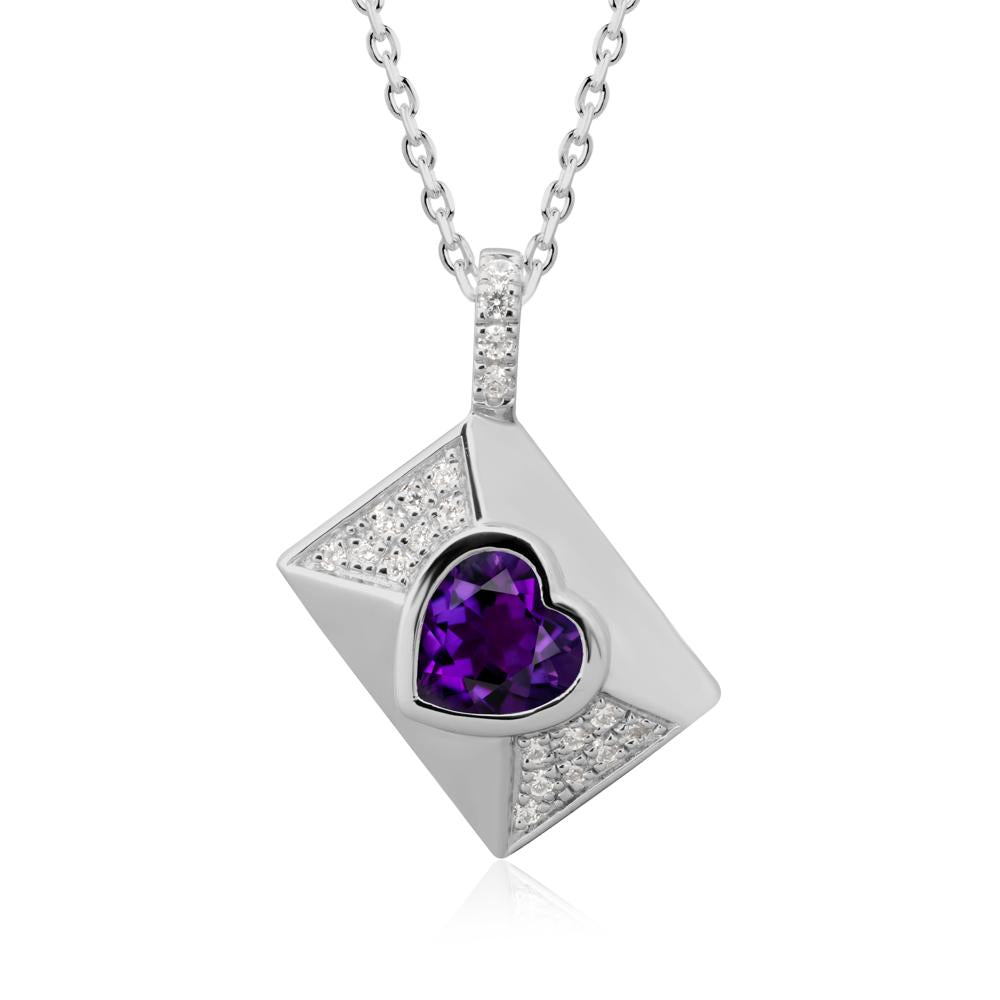 Secret Admirer Amethyst Envelope Necklace - LUO Jewelry #metal_platinum
