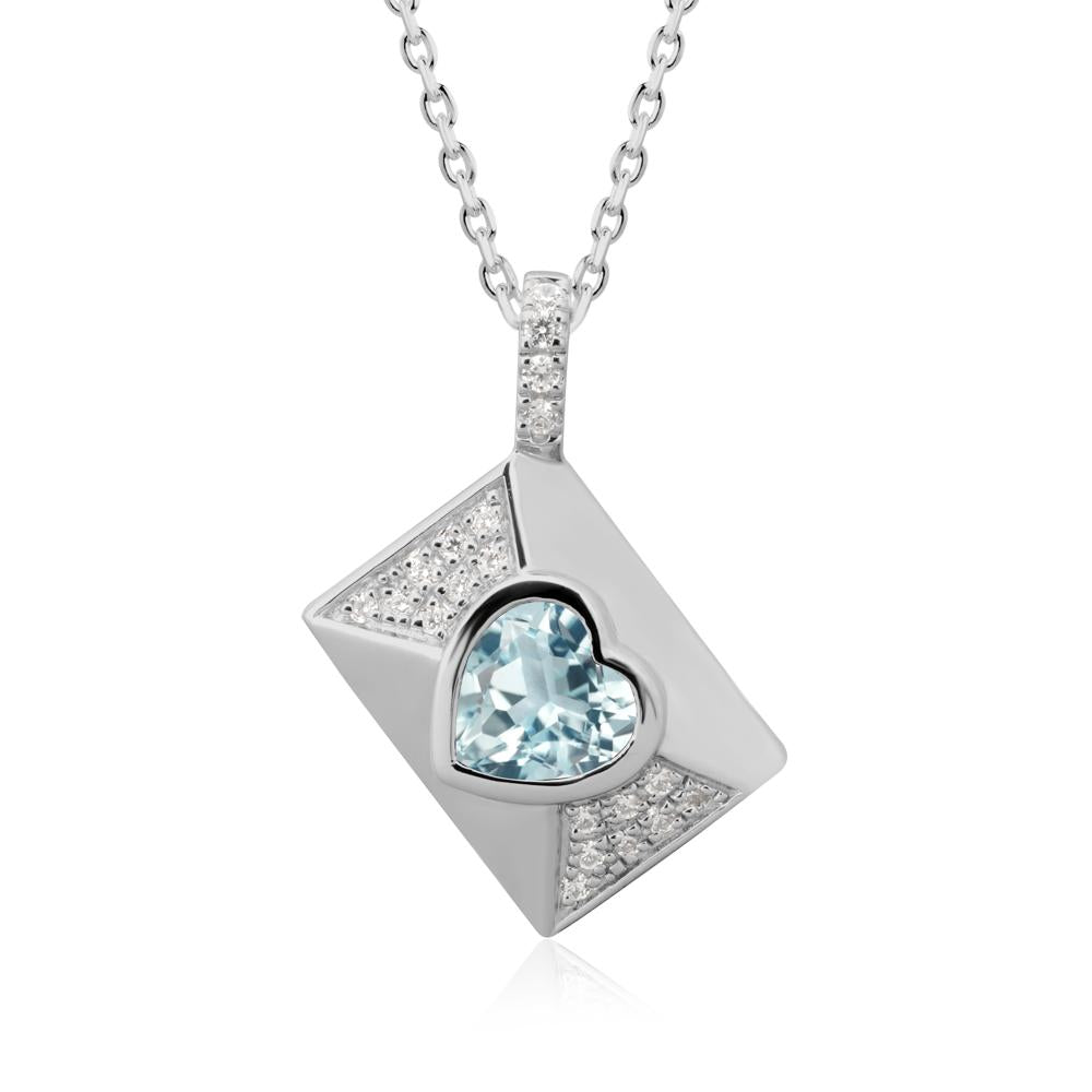 Bezel Set Heart Shaped Aquamarine Neckace - LUO Jewelry #metal_platinum