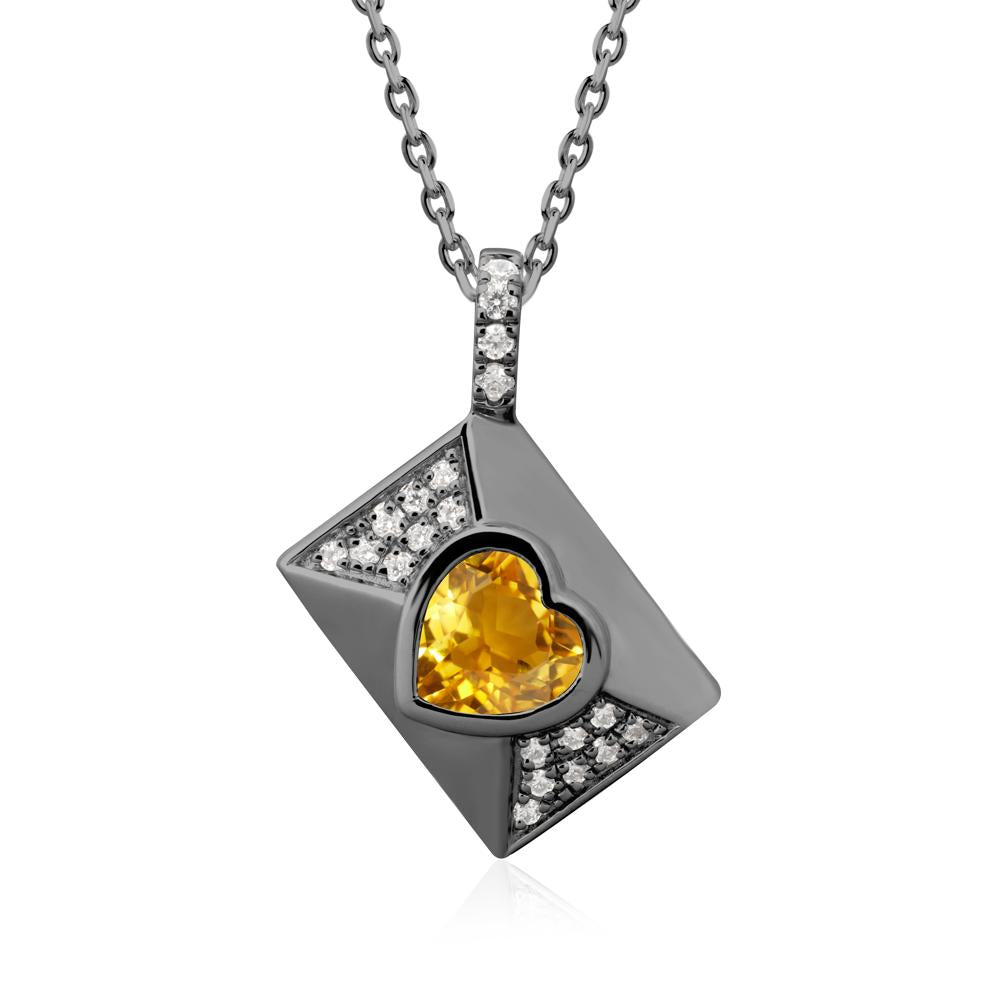 Secret Admirer Citrine Envelope Necklace - LUO Jewelry #metal_black finish sterling silver