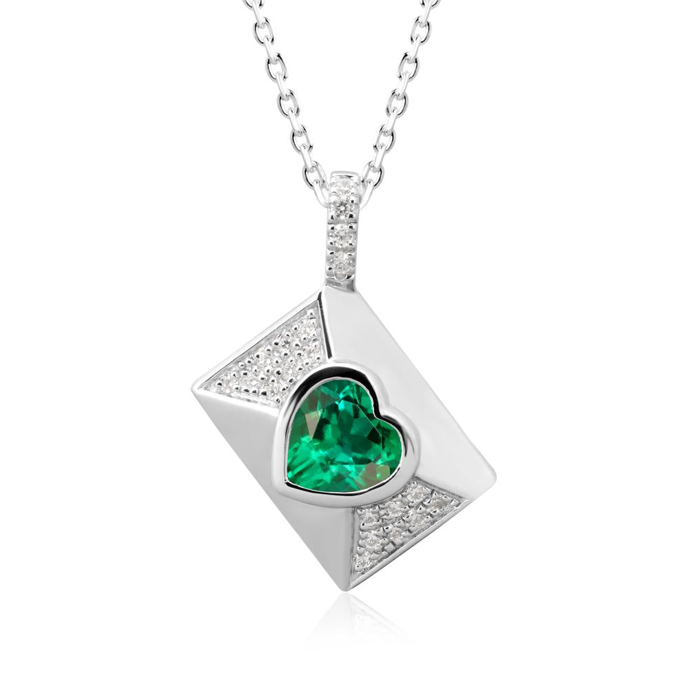Heart Shaped Emerald Love Letter Envelope Pendant - LUO Jewelry #metal_sterling silver