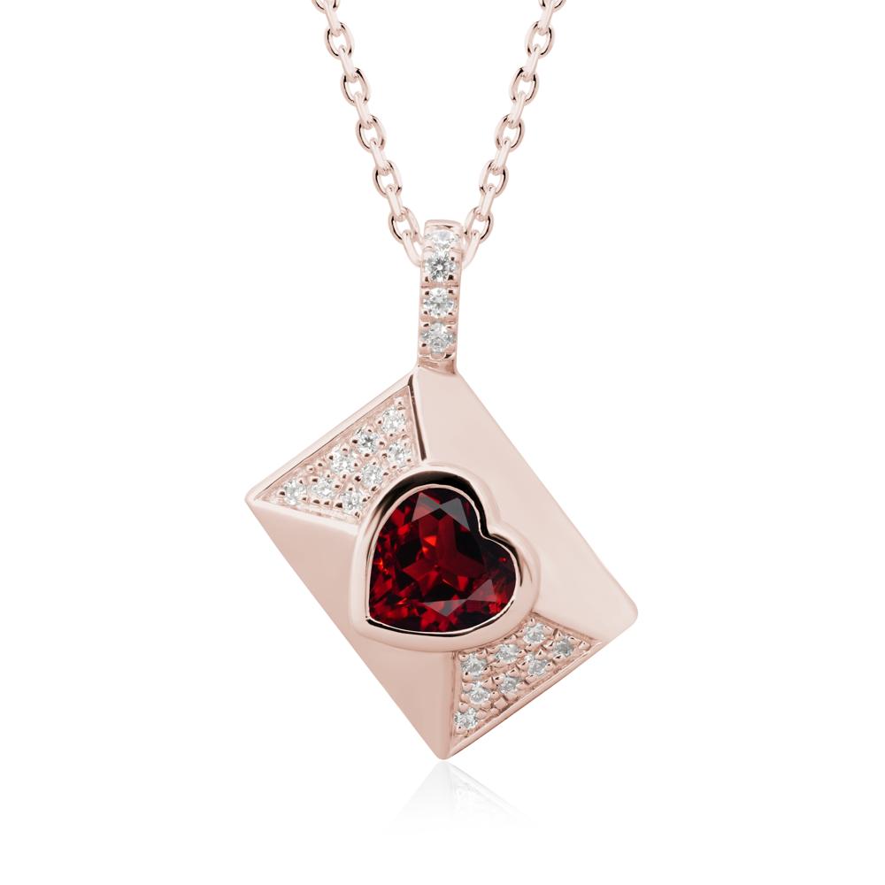 Secret Admirer Garnet Envelope Necklace - LUO Jewelry #metal_14k rose gold