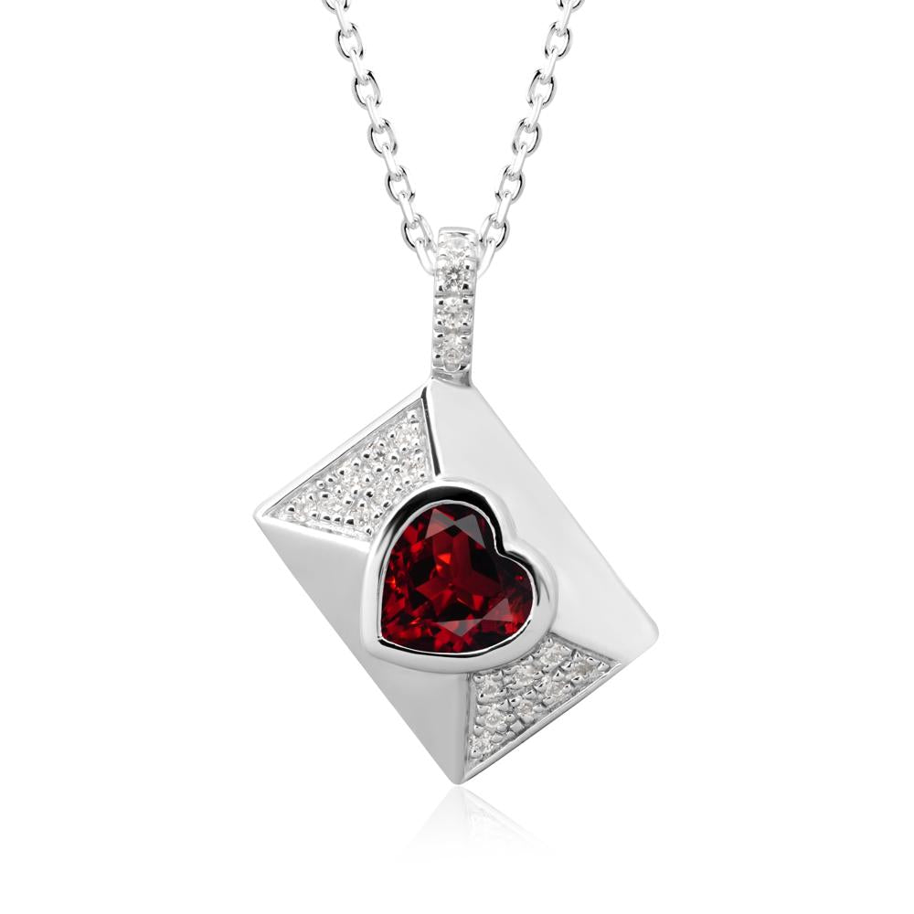 Secret Admirer Garnet Envelope Necklace - LUO Jewelry #metal_14k white gold