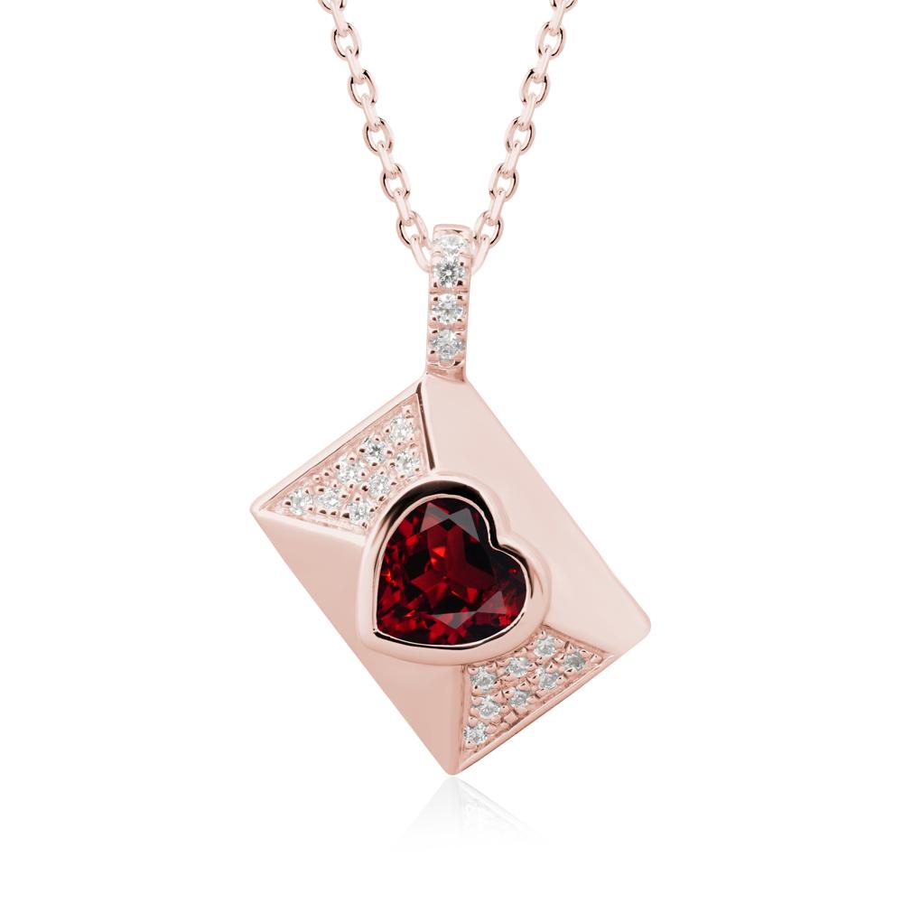 Secret Admirer Garnet Envelope Necklace - LUO Jewelry #metal_18k rose gold