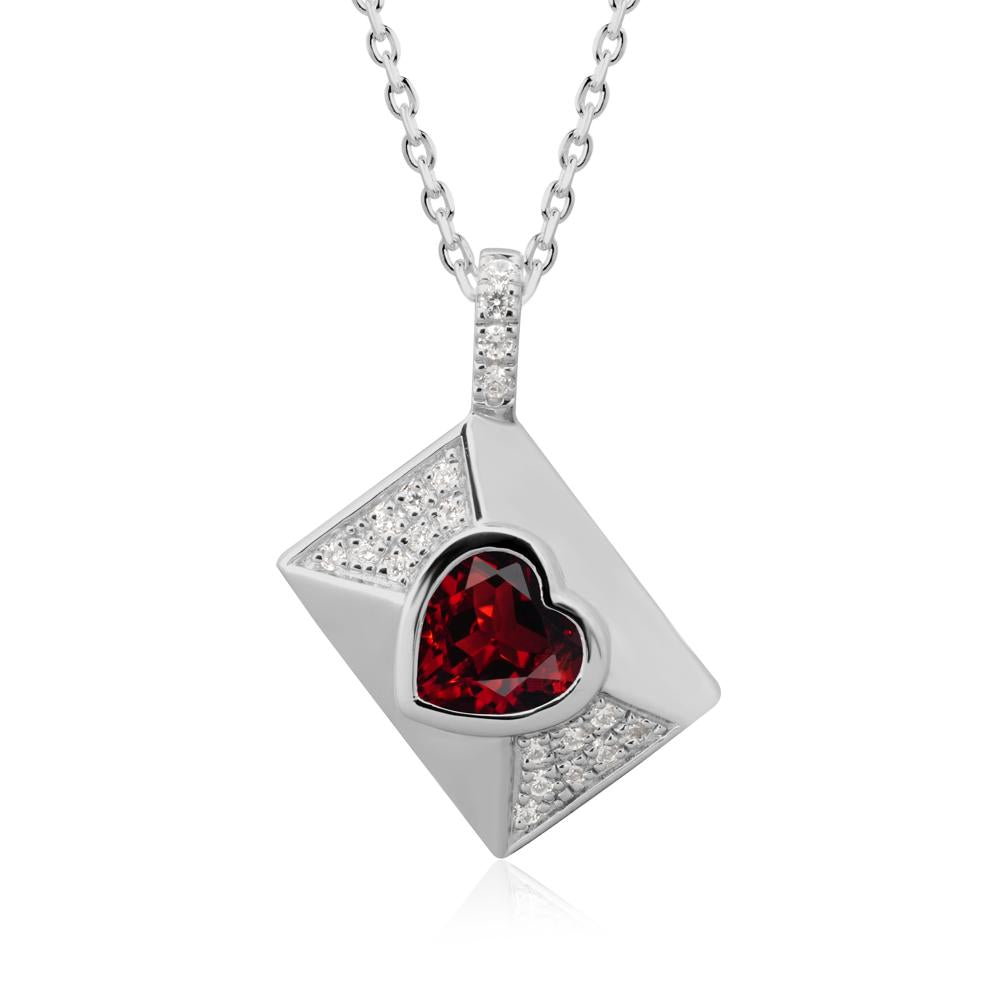 Secret Admirer Garnet Envelope Necklace - LUO Jewelry #metal_platinum