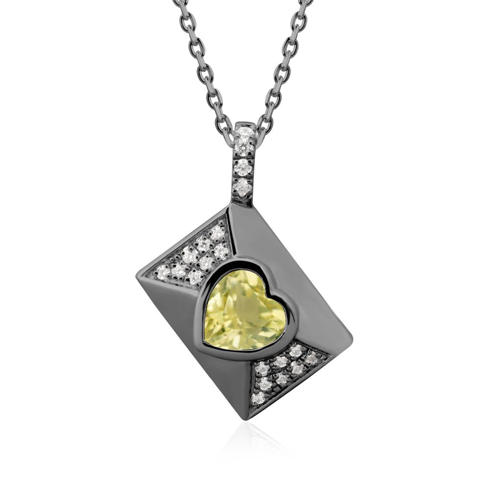 Secret Admirer Lemon Quartz Envelope Necklace - LUO Jewelry #metal_black finish sterling silver