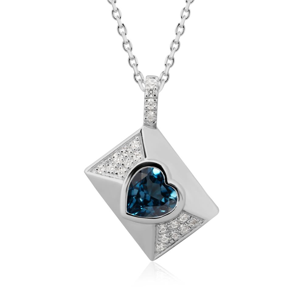 Bezel Set Heart Shaped London Blue Topaz Neckace - LUO Jewelry #metal_platinum