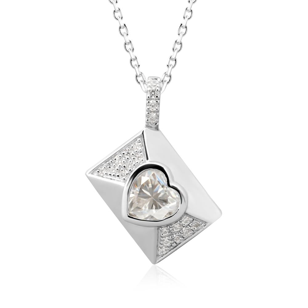 Secret Admirer Moissanite Envelope Necklace - LUO Jewelry #metal_14k white gold