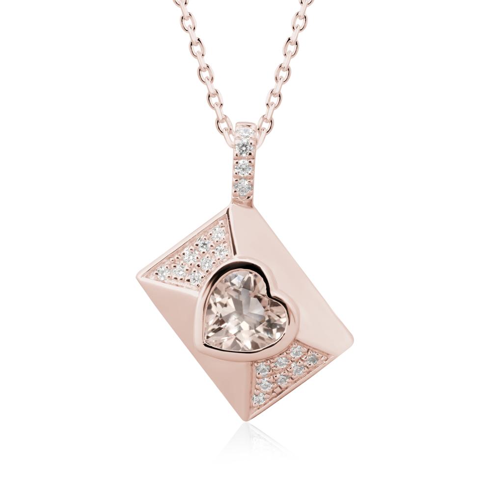 Bezel Set Heart Shaped Morganite Neckace - LUO Jewelry #metal_14k rose gold