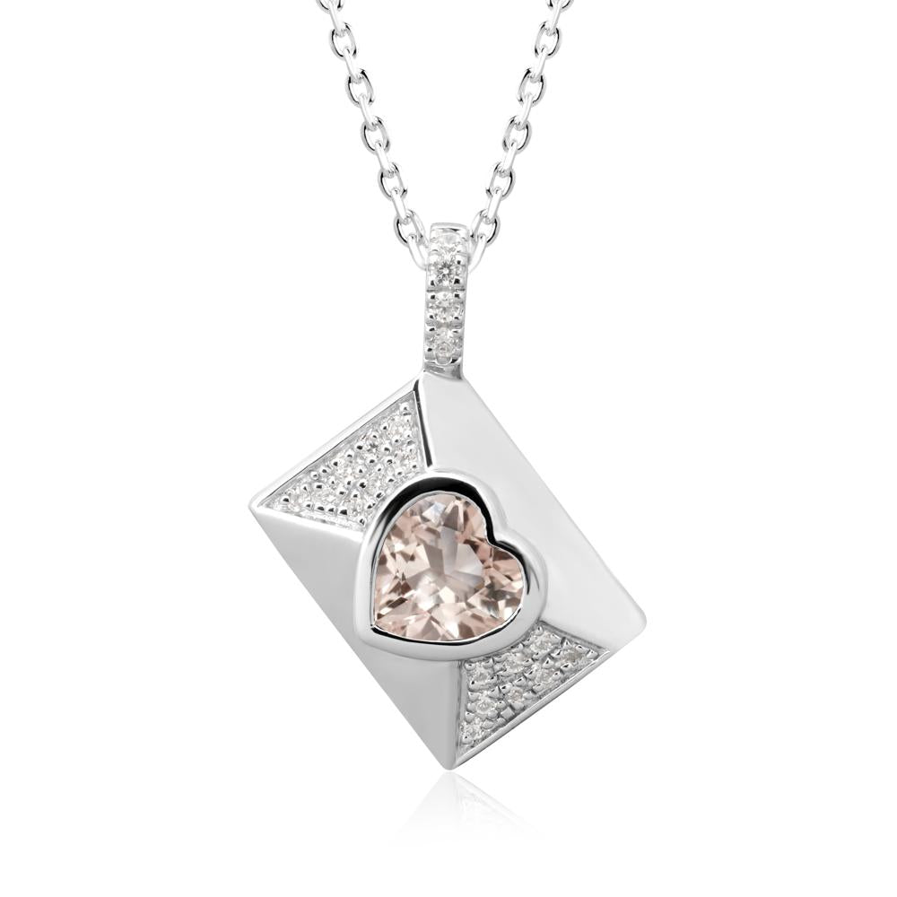 Bezel Set Heart Shaped Morganite Neckace - LUO Jewelry #metal_14k white gold