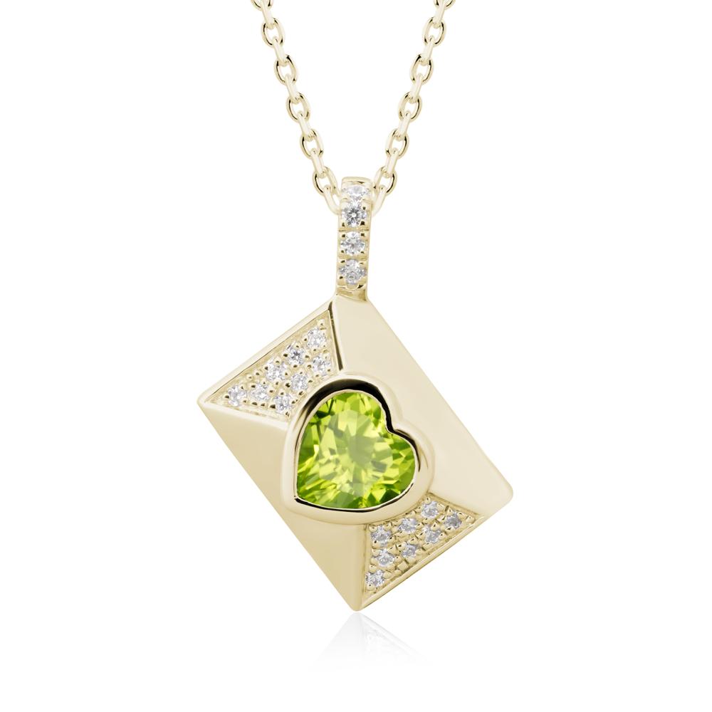 Secret Admirer Peridot Envelope Necklace - LUO Jewelry #metal_14k yellow gold