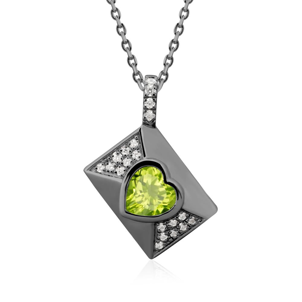 Secret Admirer Peridot Envelope Necklace - LUO Jewelry #metal_black finish sterling silver
