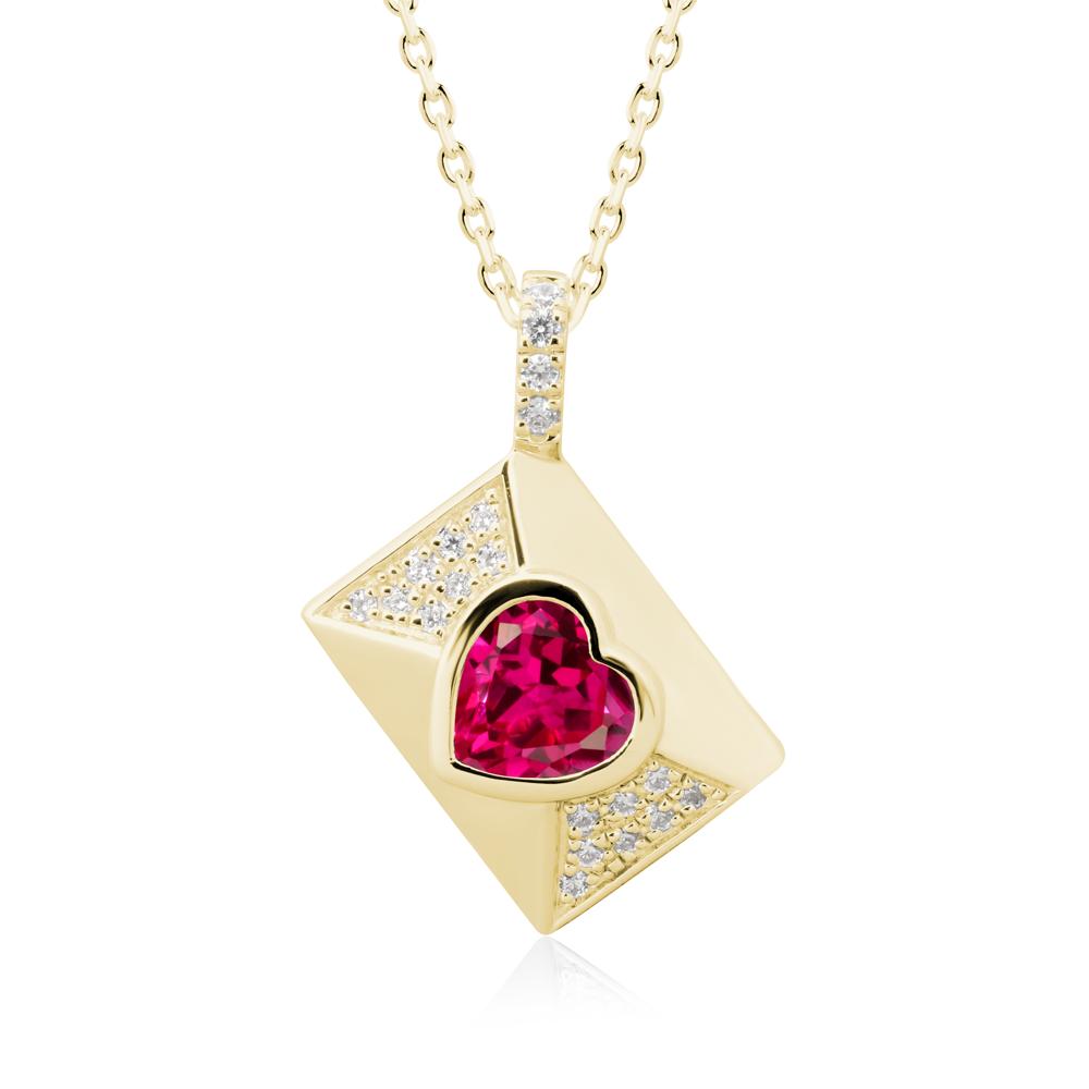Heart Shaped Ruby Love Letter Envelope Pendant - LUO Jewelry #metal_18k yellow gold