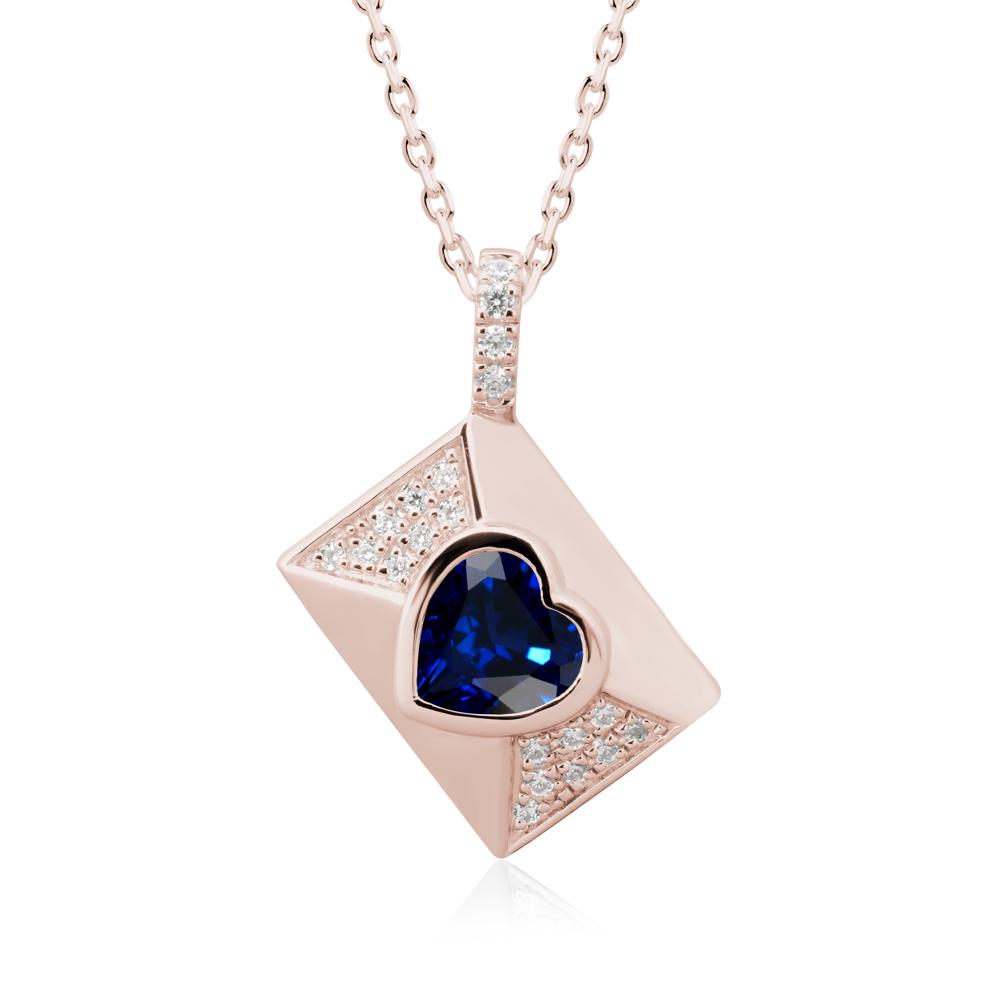 Secret Admirer Sapphire Envelope Necklace - LUO Jewelry #metal_14k rose gold