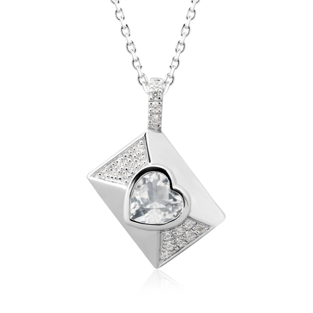 Secret Admirer White Topaz Envelope Necklace - LUO Jewelry #metal_14k white gold