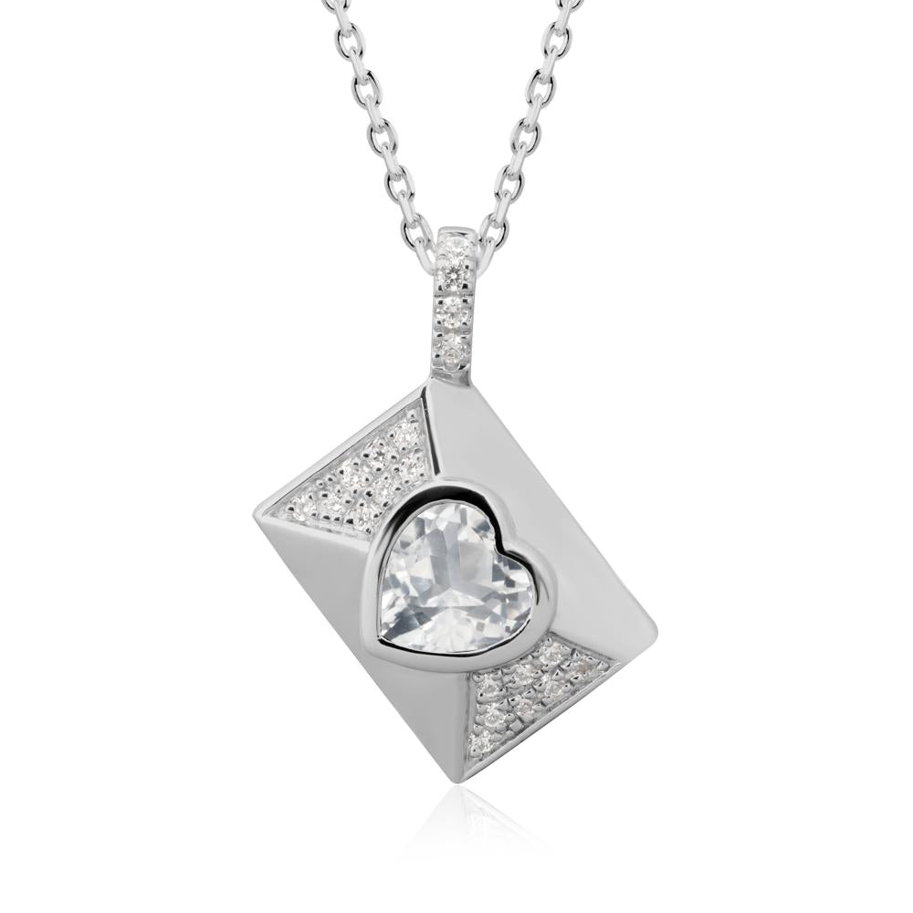 Secret Admirer White Topaz Envelope Necklace - LUO Jewelry #metal_platinum