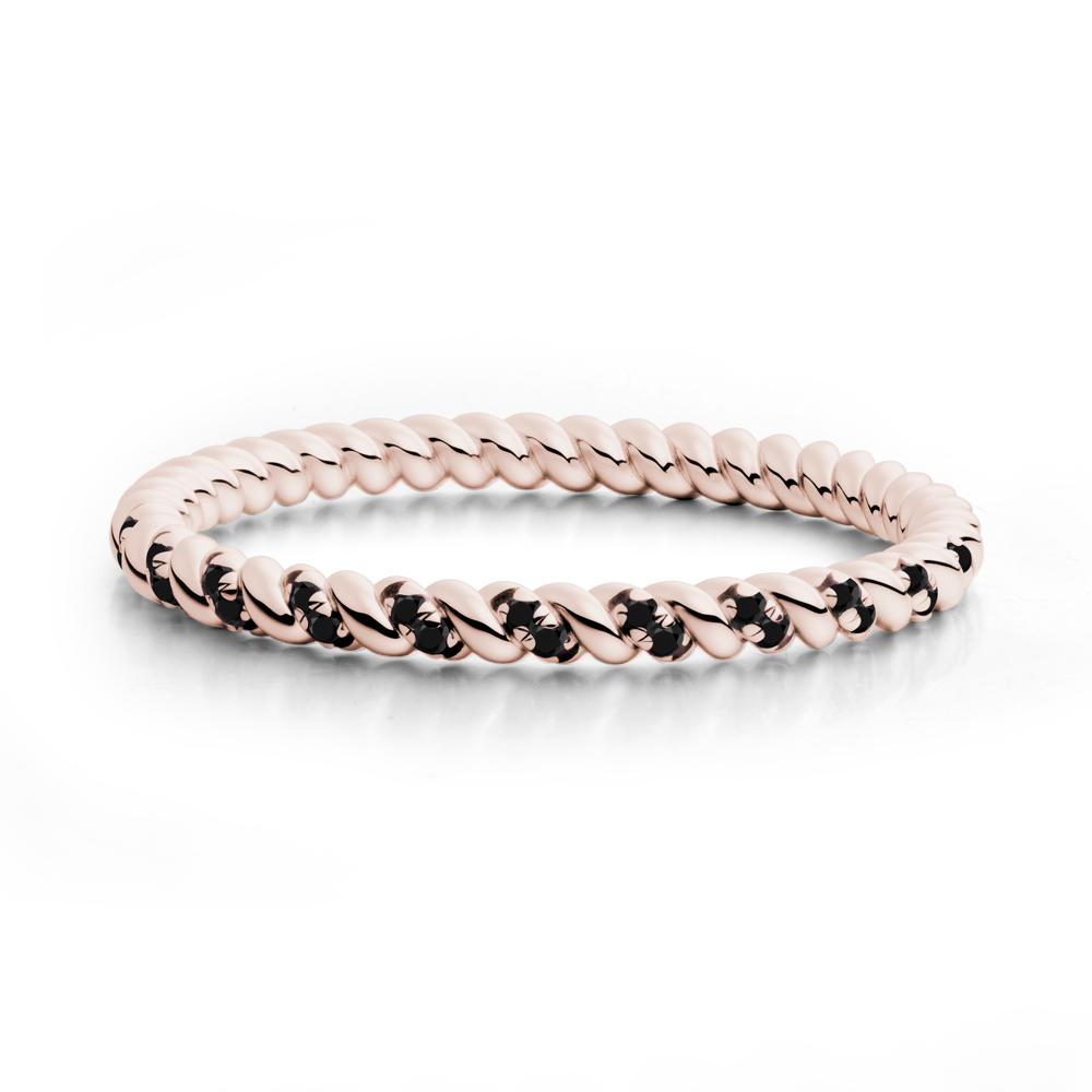 Twist Band Black Spinel Wedding Ring - LUO Jewelry #metal_14k rose gold