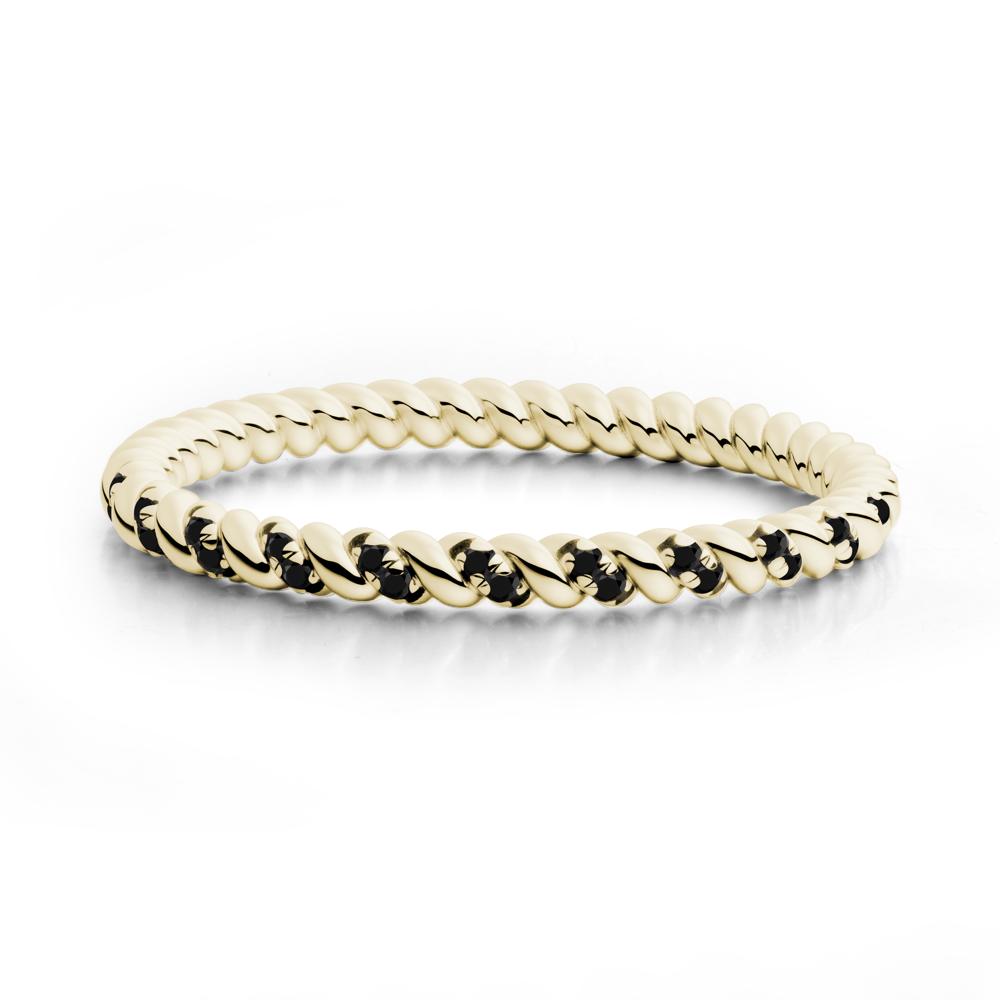Twist Band Black Spinel Wedding Ring - LUO Jewelry #metal_14k yellow gold