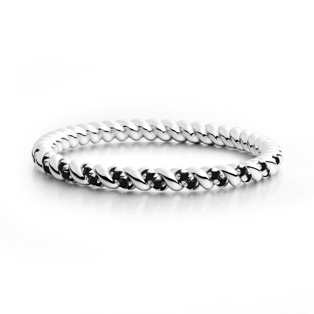 Twist Band Black Spinel Wedding Ring - LUO Jewelry #metal_18k white gold