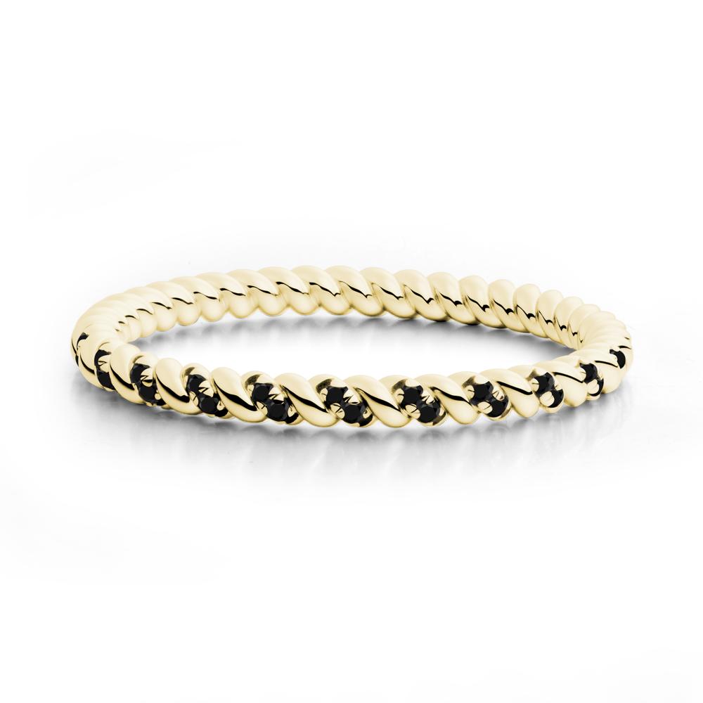 Twist Band Black Spinel Wedding Ring - LUO Jewelry #metal_18k yellow gold