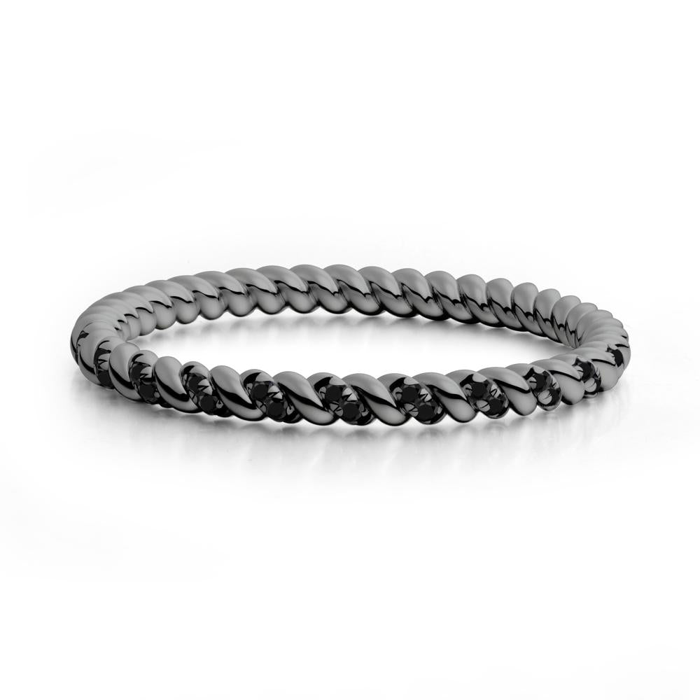 Twist Band Black Spinel Wedding Ring - LUO Jewelry #metal_black finish sterling silver