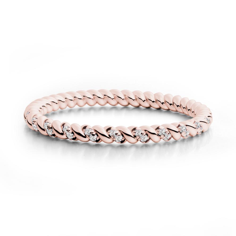 Twist Band Cubic Zirconia Wedding Ring - LUO Jewelry #metal_18k rose gold