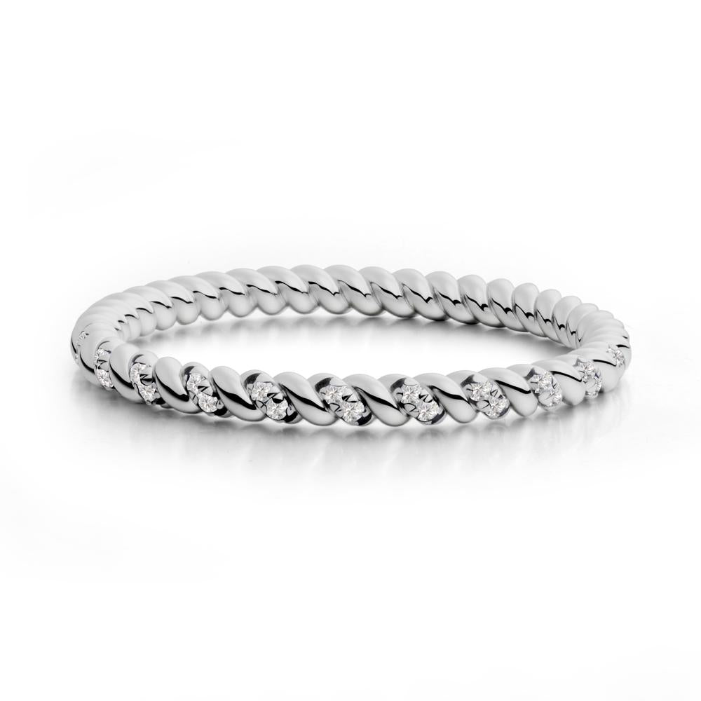 Twist Band Cubic Zirconia Wedding Ring - LUO Jewelry #metal_platinum