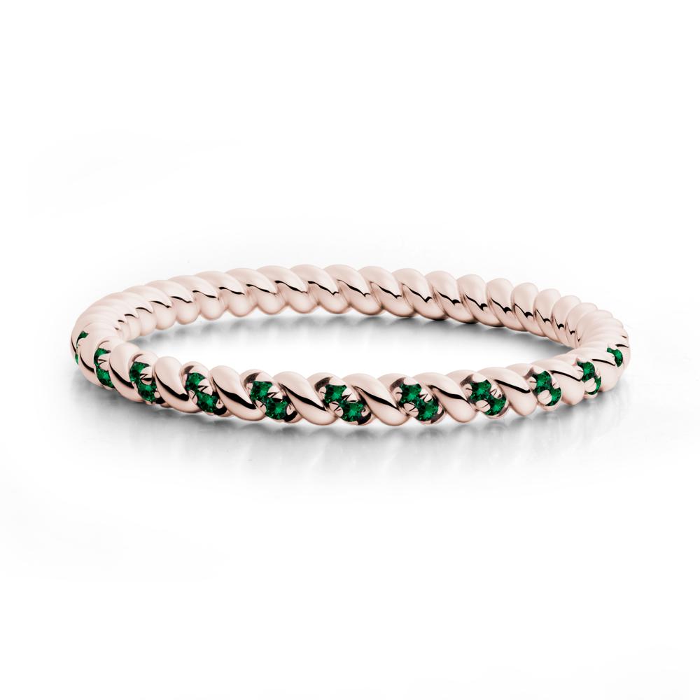 Emerald Accent Twisted Stackable Ring - LUO Jewelry #metal_14k rose gold