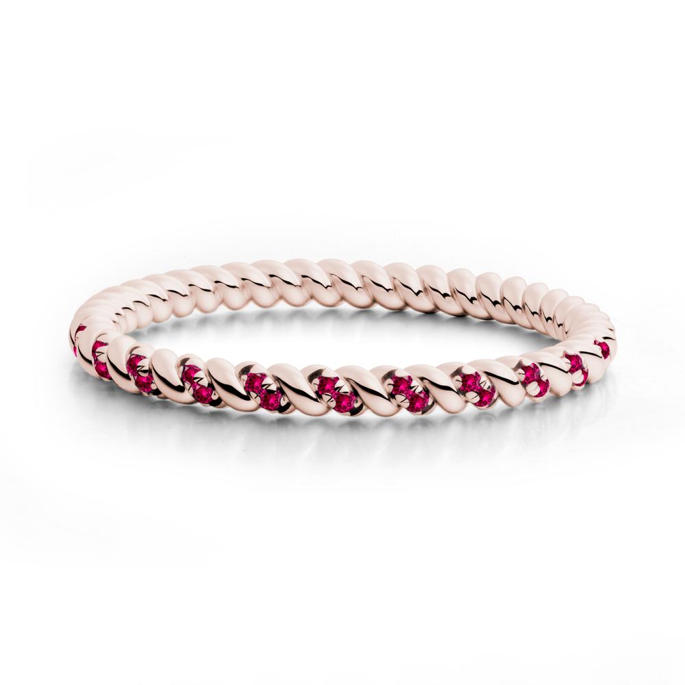 Round Ruby Rope Twist Eternity Ring - LUO Jewelry #metal_14k rose gold