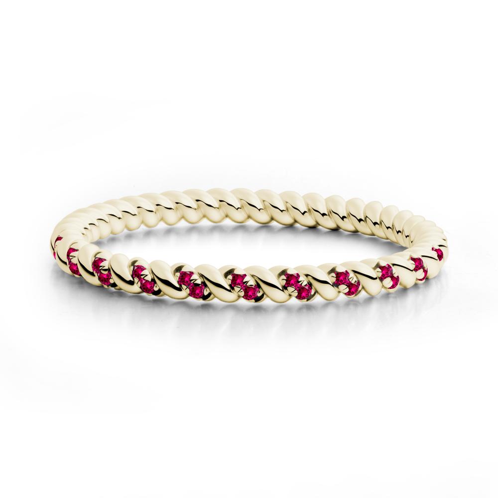 Round Ruby Rope Twist Eternity Ring - LUO Jewelry #metal_14k yellow gold