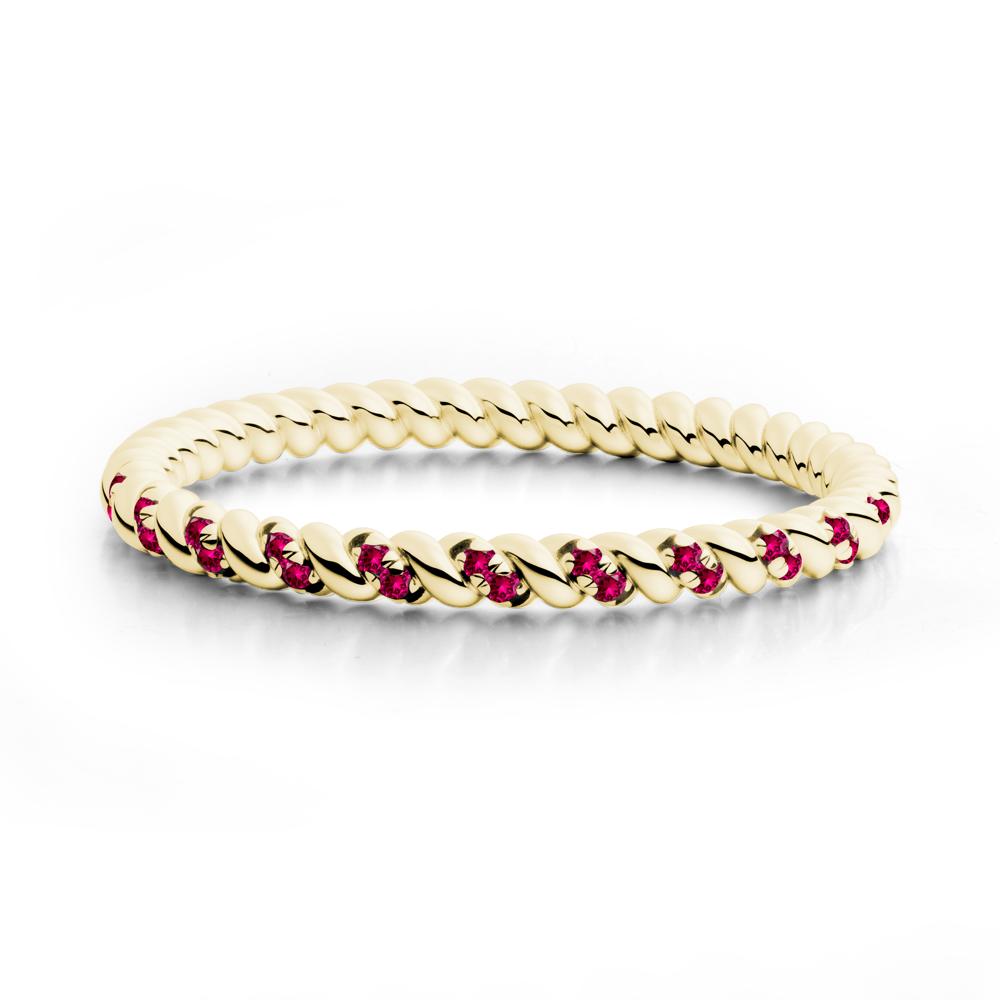 Round Ruby Rope Twist Eternity Ring - LUO Jewelry #metal_18k yellow gold