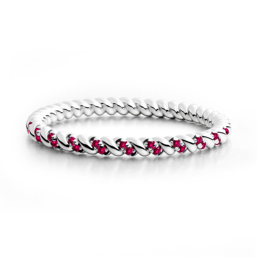 Round Ruby Rope Twist Eternity Ring - LUO Jewelry #metal_sterling silver