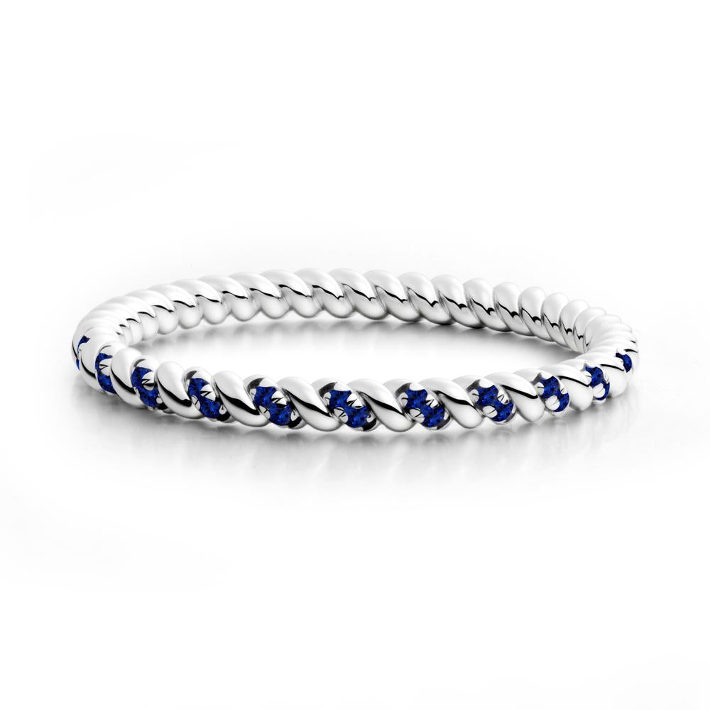 Round Sapphire Rope Twist Eternity Ring - LUO Jewelry #metal_14k white gold
