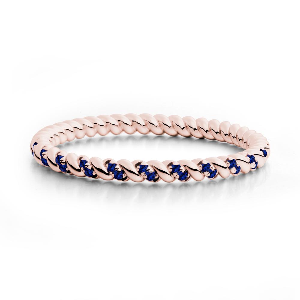 Round Sapphire Rope Twist Eternity Ring - LUO Jewelry #metal_18k rose gold