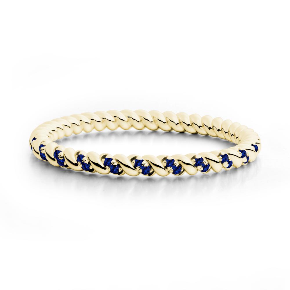 Round Sapphire Rope Twist Eternity Ring - LUO Jewelry #metal_18k yellow gold
