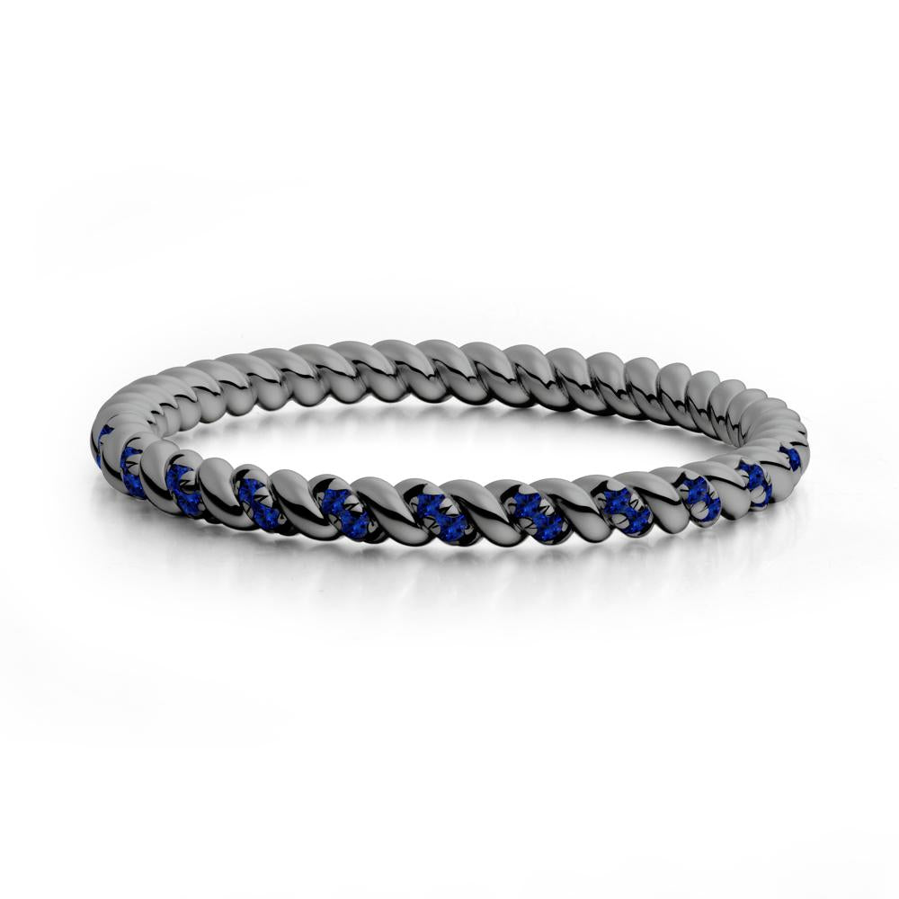 Round Sapphire Rope Twist Eternity Ring - LUO Jewelry #metal_black finish sterling silver