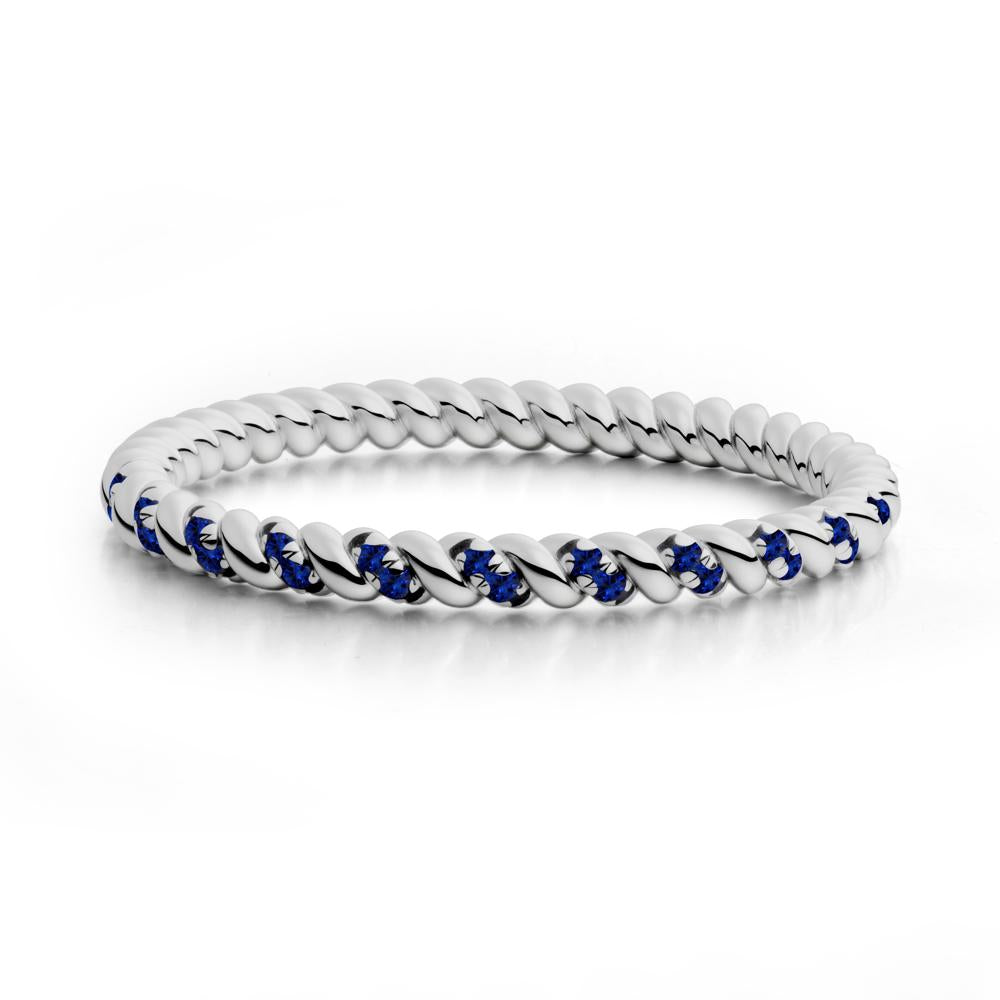 Round Sapphire Rope Twist Eternity Ring - LUO Jewelry #metal_platinum