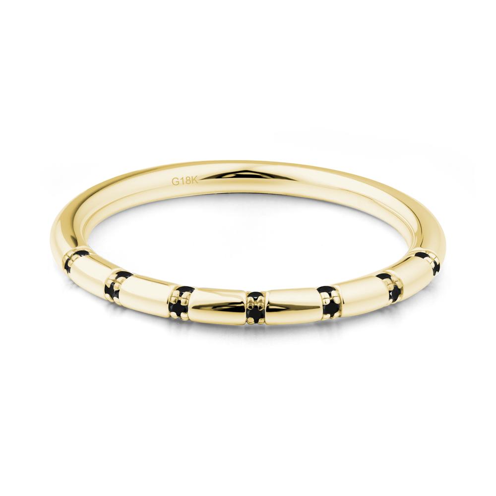Black Spinel Stackable Wedding Band - LUO Jewelry #metal_18k yellow gold