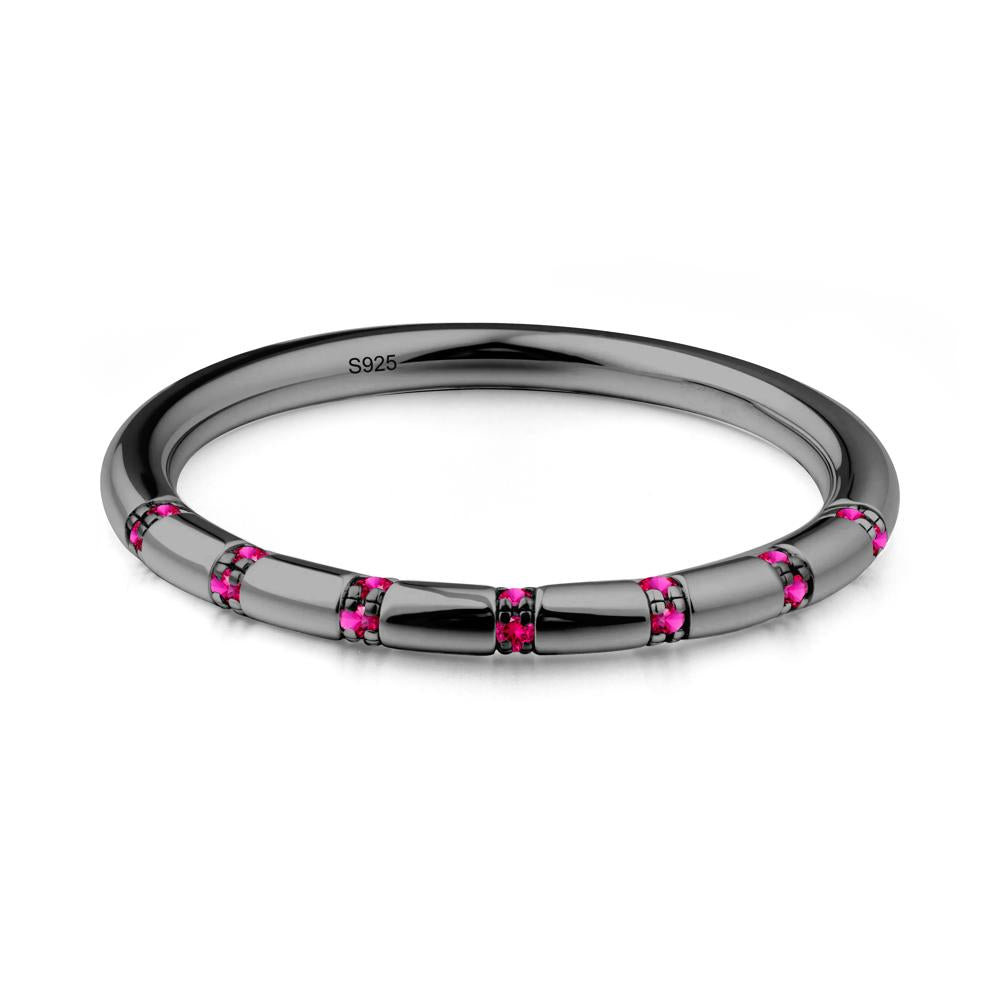Simple Ruby Stackable Eternity Ring - LUO Jewelry #metal_black finish sterling silver